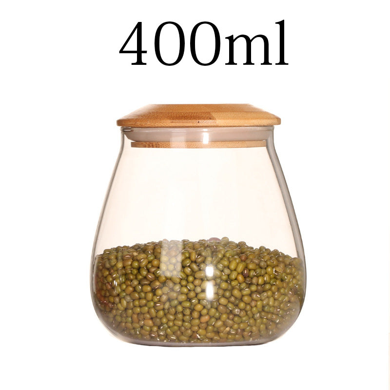 Kitchen Mushroom Shaped Glass Coarse Grains Sealed Tea Coffee Bean Storage Jar