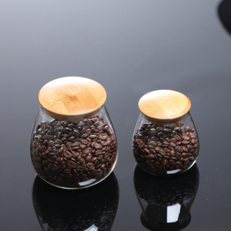 Kitchen Mushroom Shaped Glass Coarse Grains Sealed Tea Coffee Bean Storage Jar