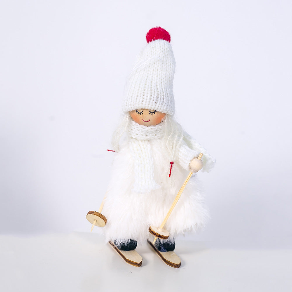 Ins Style Wool Plush Ski Girls' Doll Doll Christmas Hanging Decoration