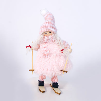 Ins Style Wool Plush Ski Girls' Doll Doll Christmas Hanging Decoration