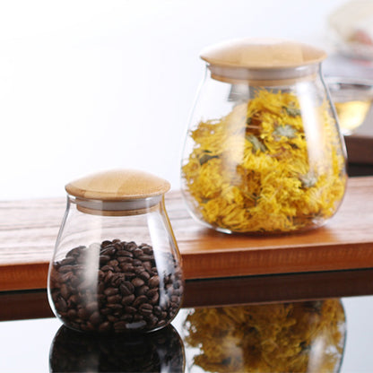 Kitchen Mushroom Shaped Glass Coarse Grains Sealed Tea Coffee Bean Storage Jar