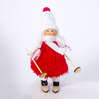 Ins Style Wool Plush Ski Girls' Doll Doll Christmas Hanging Decoration