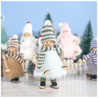 Ins Style Wool Plush Ski Girls' Doll Doll Christmas Hanging Decoration