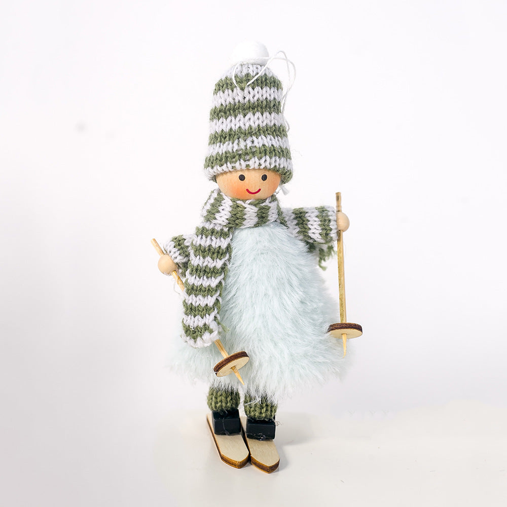 Ins Style Wool Plush Ski Girls' Doll Doll Christmas Hanging Decoration