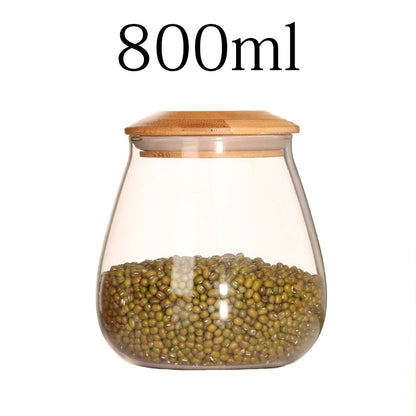 Kitchen Mushroom Shaped Glass Coarse Grains Sealed Tea Coffee Bean Storage Jar